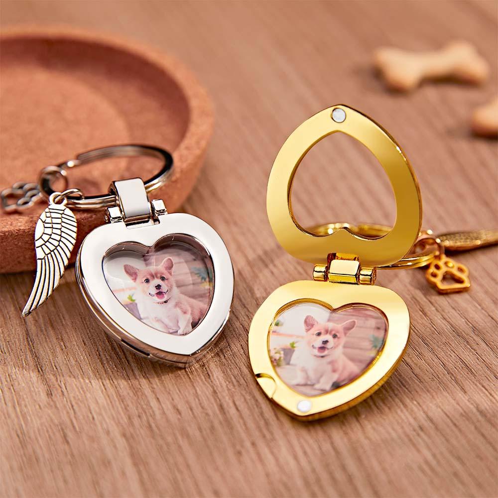 Porte-clés personnalisé ailes d'ange avec pendentif commémoratif